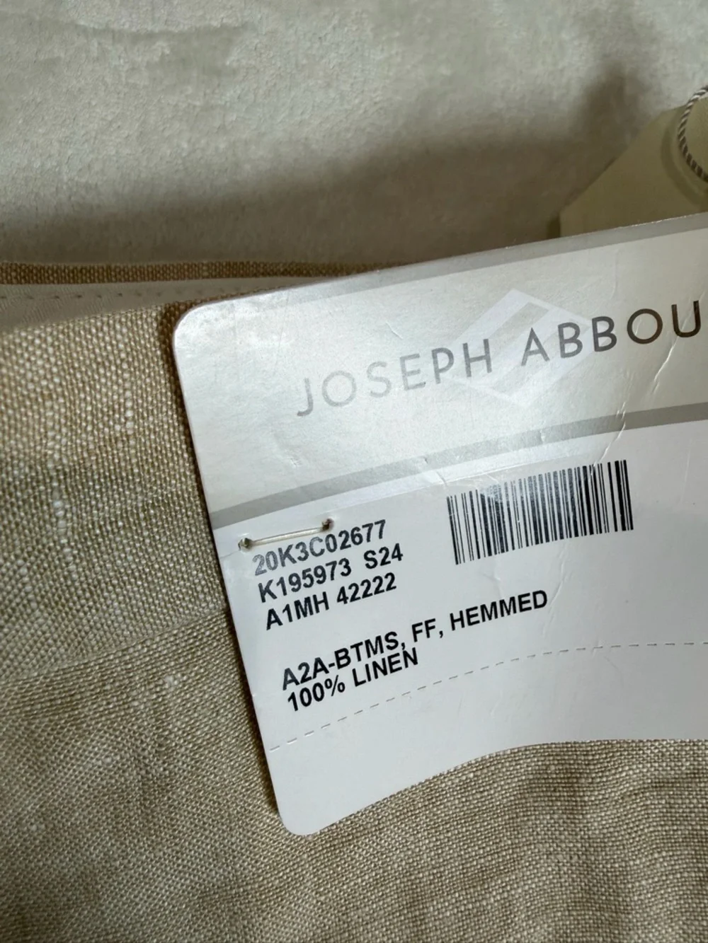 Brand New NWT Joseph Abboud 100% Linen 42W 32L Men's Beige Linen-Blend Chinos